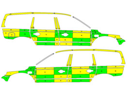 Striping Volvo XC70 2008-2016 Battenburg Green/Yellow/White  left   right  CHU Tivoli 1-CRS-069