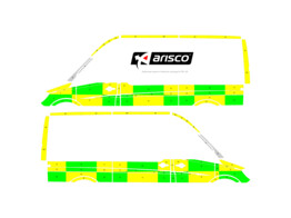 Striping Mercedes Sprinter 2013 L2H2 - Battenburg T11500 Green/Yellow/White  left   right  1 sliding