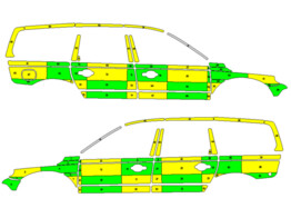 Striping Volvo XC70 2008-2016 Battenburg Green/Yellow/White  left   right  Ziekenhuis Imelda 1-CPB-4