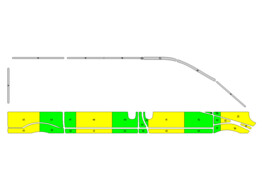 Striping Renault Trafic/Opel Vivaro 2010-2015 L1H1 - Half Battenburg Green/Yellow/White KIT  left  