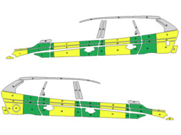 Striping Volvo XC60 2008-2016 Half Battenburg Groen/Geel/Wit  links   rechts 