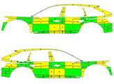 Striping Audi A6 Avant Allroad MUG 2018- Battenburg Green/Yellow/White  left   right 