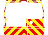 Striping Volkswagen Caddy 2021 - Chevrons T7500 Rood/Geel 10 cm - met deuren en vensters