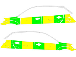 Striping Ssangyong Korando 2010 2019 - Half Battenburg Grun/Gelb/Wei   Links   Rechts 