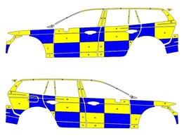 Striping Volvo V60 Cross Country 2018- Battenburg T11500 Bleu/Jaune/Blanc