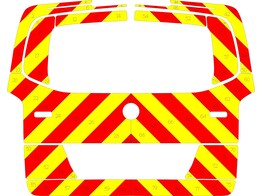 Striping Mercedes Vito 2015 - Chevrons T7500 Red/Yellow 10 cm - with boot lid and window   leds