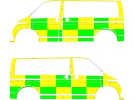 Striping Volkswagen T6 SMUR Battenburg Vert/Jaune/Blanc  gauche   droite  2 portes coulissante Jolim