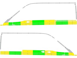 Striping Ford Transit L2H2 - Half Battenburg Green/Yellow/White  rechts links  1 schuifdeur HVK