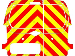 Striping Citroen Berlingo/Peugeot Partner 2008-2018 - Chevrons T7500 Rot / Gelb 10 cm unglasierte Tu