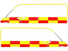 Striping Mercedes Sprinter 2018 L4H2 - Battenburg T11500 Green/Yellow/White KIT  left   right  2 sli