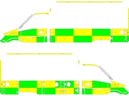 Striping Mercedes Sprinter Box Body Strobel Battenburg Green/Yellow/White KIT  left   right  112 Loc