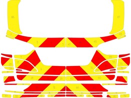 Striping Ssangyong Rexton 2022- Chevrons T7500 Rood/Geel 13 cm Klasse III - kofferdeksel onder ruit