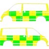 Striping Volkswagen T6 MUG Battenburg Green/Yellow/White  left   right  2 sliding doors Jolimont