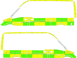 Striping Mercedes Sprinter L2H2 Battenburg Vert/Jaune/Blanc  gauche   droite  2 portes coulissantes