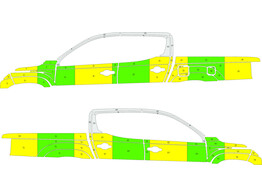 Striping Mitsubishi L200 2020- Half Battenburg Green/Yellow/White  Left   Right 