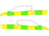 Striping Mitsubishi L200 2020- Half Battenburg Vert/Jaune/Blanc  Gauche   Droite 