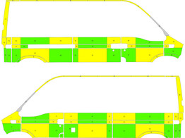 Striping Renault Master old model Battenburg Green/Yellow/White  left   right  1 sliding door with p