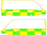 Striping Renault Master old model Battenburg Green/Yellow/White  left   right  1 sliding door with p