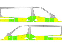 Striping Opel Vivaro/Renault Trafic L1H1 - Half Battenburg  links   rechts  2 schuifdeuren Ambuce