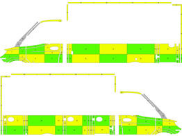 Striping Mercedes Sprinter Caisse Battenburg Vert/Jaune/Blanc  gauche   droite   HVZ zone1