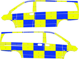 Striping Mercedes-Benz Vito - Battenburg T11500 Blue/Yellow/White 1 sliding door Ronse