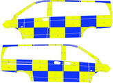 Striping Mercedes-Benz Vito - Battenburg T11500 Blauw/Geel/Wit 1 schuifdeur Ronse