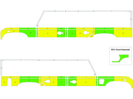 Striping Land Rover Defender 2010 - Half Battenburg Groen/Geel/Wit KIT  links   rechts 