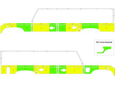 Striping Land Rover Defender 2010 - Half Battenburg Groen/Geel/Wit KIT  links   rechts 