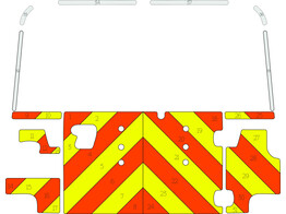 Striping Land Rover Defender 2010 - Half Chevrons Orange/Jaune/Blanc 10 cm