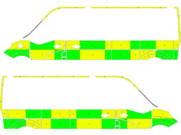 Striping Renault Master L3H2 Battenburg Green/Yellow/White  left   right  2 sliding doors