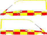 Striping Ford Transit L2H2 Battenburg Red/Yellow/White  links   rechts  2 sliding doors