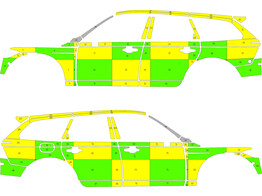 Striping Volvo V90 Cross Country 2023- Battenburg Groen/Geel KIT  links   rechts 