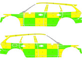 Striping Volvo V90 Cross Country 2023- Battenburg Green/Yellow KIT  left   right 