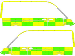 Striping Mercedes Sprinter 2018- L2H2 - Battenburg Avery T11500 Groen/Geel/Wit  links   rechts  2 sc