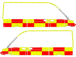 Striping MB Sprinter 2018 L2H2 - Battenburg T11500 Grun / Gelb / Wei  KIT  links   rechts  mit Butto