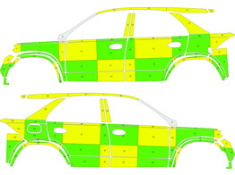 Striping Mercedes GLE 2022 - Battenburg T11500 Green/Yellow/White KIT left   right  MUG/SMUR