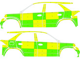 Striping Mercedes GLE 2022 - Battenburg T11500 Grun/Gelb/Wei  KIT  links   rechts  MUG/SMUR