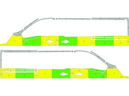 Striping Renault Trafic/Opel Vivaro 2022 L2H1 Half BB Green/Yellow/White 2 sliding doors