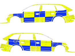 Striping Skoda Superb - Battenburg Blue/Yellow/White KIT  left   right  PZ Grens