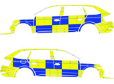 Striping Skoda Superb - Battenburg Blau/Gelb/Wei  KIT  links   rechts  PZ Grens