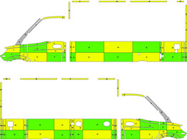 Striping Mercedes Sprinter Box Body Battenburg Green/Yellow/White  left   right   Vitaz