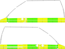 Striping VW Transporter T5 2009 L2H3 - Half Battenburg T11500 Groen/Geel/Wit KIT 1 schuifdeur