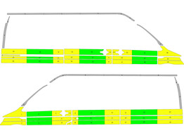 Striping Volkswagen T6 L2H2 - Half Battenburg Groen/Geel/Wit KIT  links   rechts  schuifdeur rechts RK Erpe-Mere