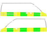 Striping Volkswagen T6 L2H2 - Half Battenburg Green/Yellow/White KIT  left   right  sliding door rig