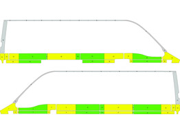 Striping Opel Movano  Old model  L3H2 Half Battenburg Green/Yellow/White  left   right  1 sliding do