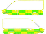 Striping Volkswagen Crafter 2017 L3H3 - Battenburg T11500 Green/Yellow/White  left   right  2 slidin