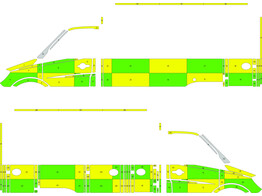 Striping Mercedes Sprinter Box Body Strobel Battenburg Vert/Jaune/blanc KIT  gauche   droite  112 Lo