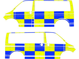 Striping VW T6.1 Battenburg T11500 Blauw/geel/wit Hekla