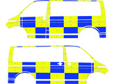 Striping VW T6.1 Battenburg T11500 Blauw/geel/wit Hekla