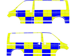 Striping VW T6 Battenburg T11500 Blauw/geel/wit Hekla